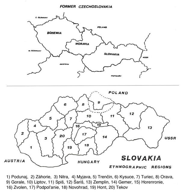 Former Czechoslovakia and Slovakia Map