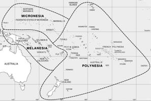 Polynesia, Micronesia, Melanesia